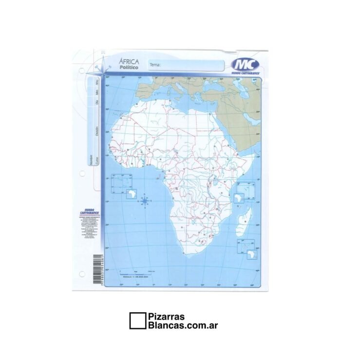 Mapa África Político N3 Librería PB Pizarras Blancas en Mendoza