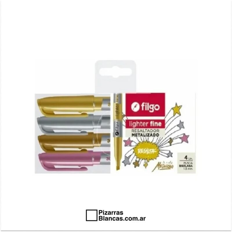 Resaltador Filgo Lighter Fine Metalizado x4 Librería PB Pizarras