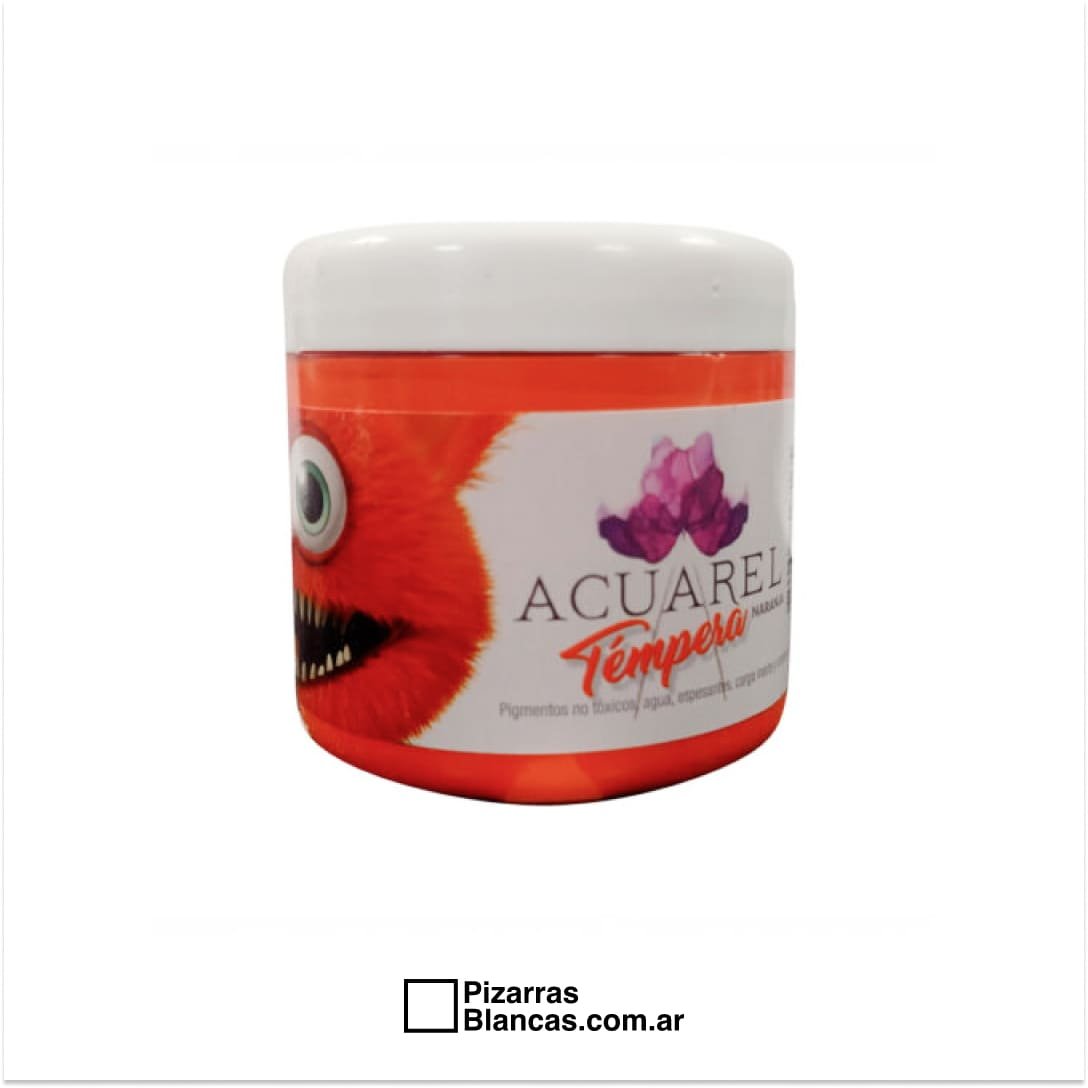 Tempera Acuarel Pote 250grs Naranja Librería PB Pizarras Blancas en