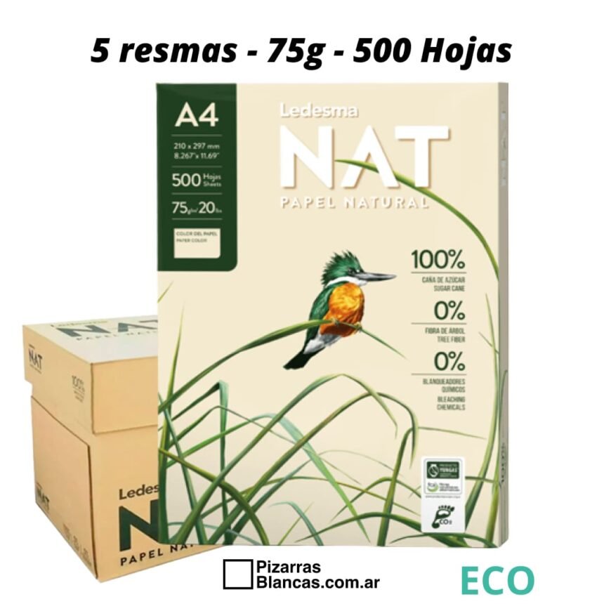 Caja de Resmas Ledesma Nat 500H 75g 5 resmas Librería PB Pizarras