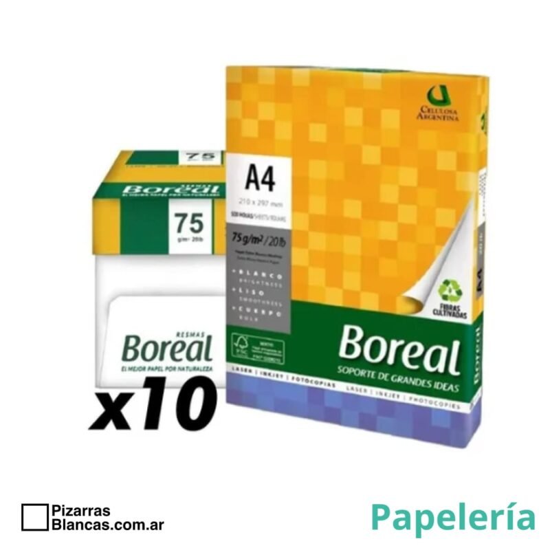 Caja De Resmas Boreal A4 75g Librería Pb Pizarras Blancas En Mendoza 7682