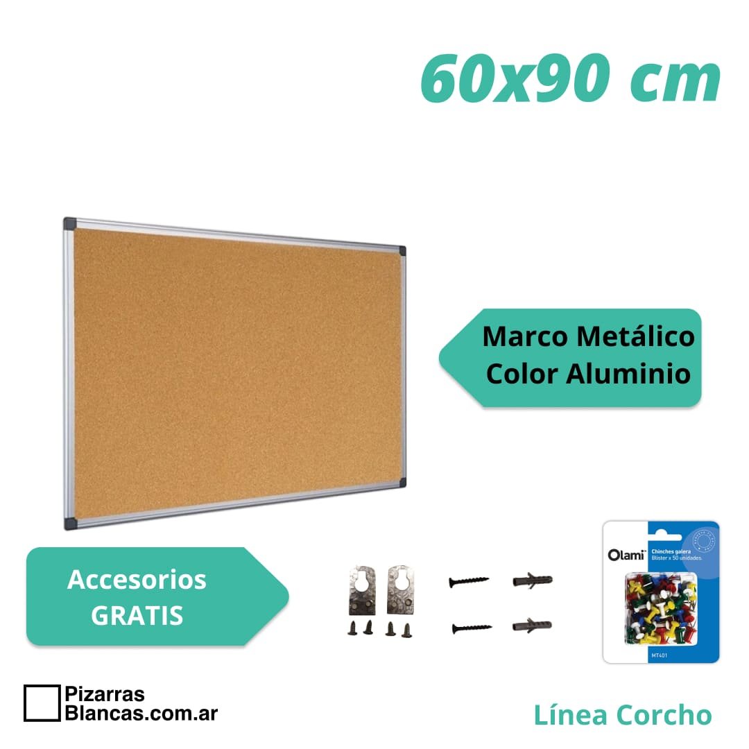 Pizarra de Corcho marco de aluminio 60x90