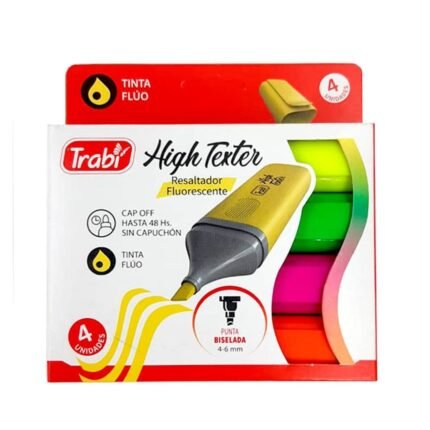 RESALTADOR TRABI HIGH TEXTER EN BLISTER SURTIDO X4