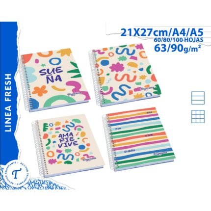 CUADERNO TRIUNFANTE FRESH A5 80H CUADRO TAPA DURA ESPIRAL ##