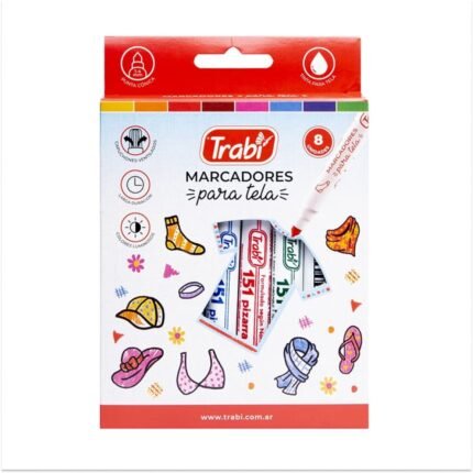 MARCADOR PARA TELA TRABI BLISTE X8 COLORES SURTIDOS
