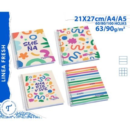 CUADERNO TRIUNFANTE FRESH A5 80H RAYATAPA DURA ESPIRAL ==