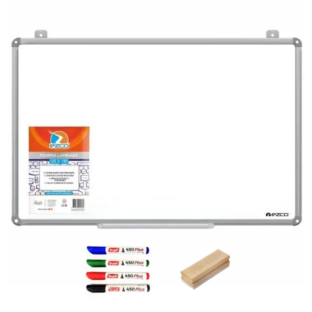 pizarra-blanca-laminada-ezco-120x180-con-4-marcadores-trabi-y-borrador-de-madera-libreriapb-pizarras-blancas-mendoza-jit-mayorista