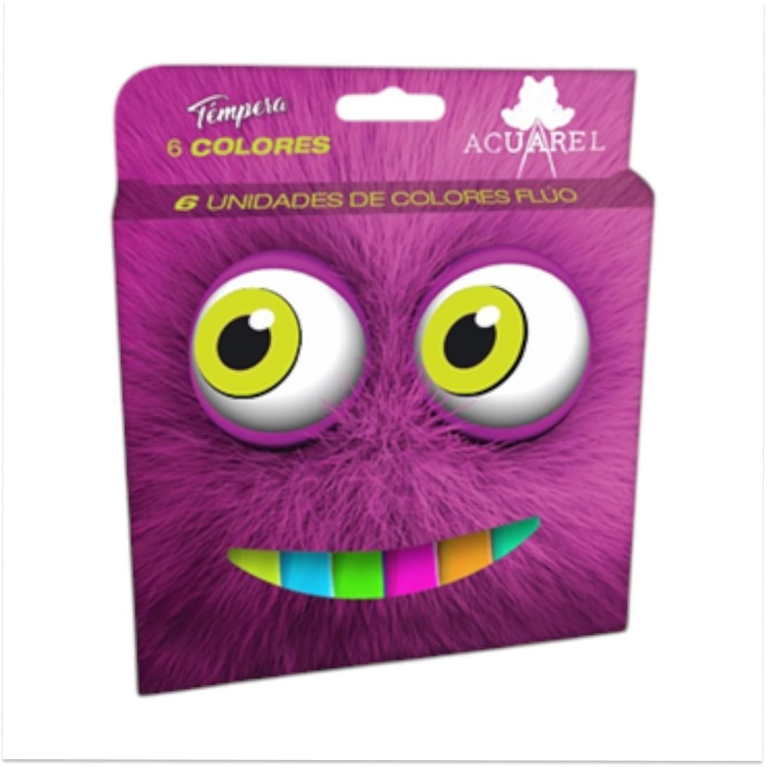 tempera-acuarel-9g-x6u-colores-fluo-surtidos-libreriapb-artistica-mendoza