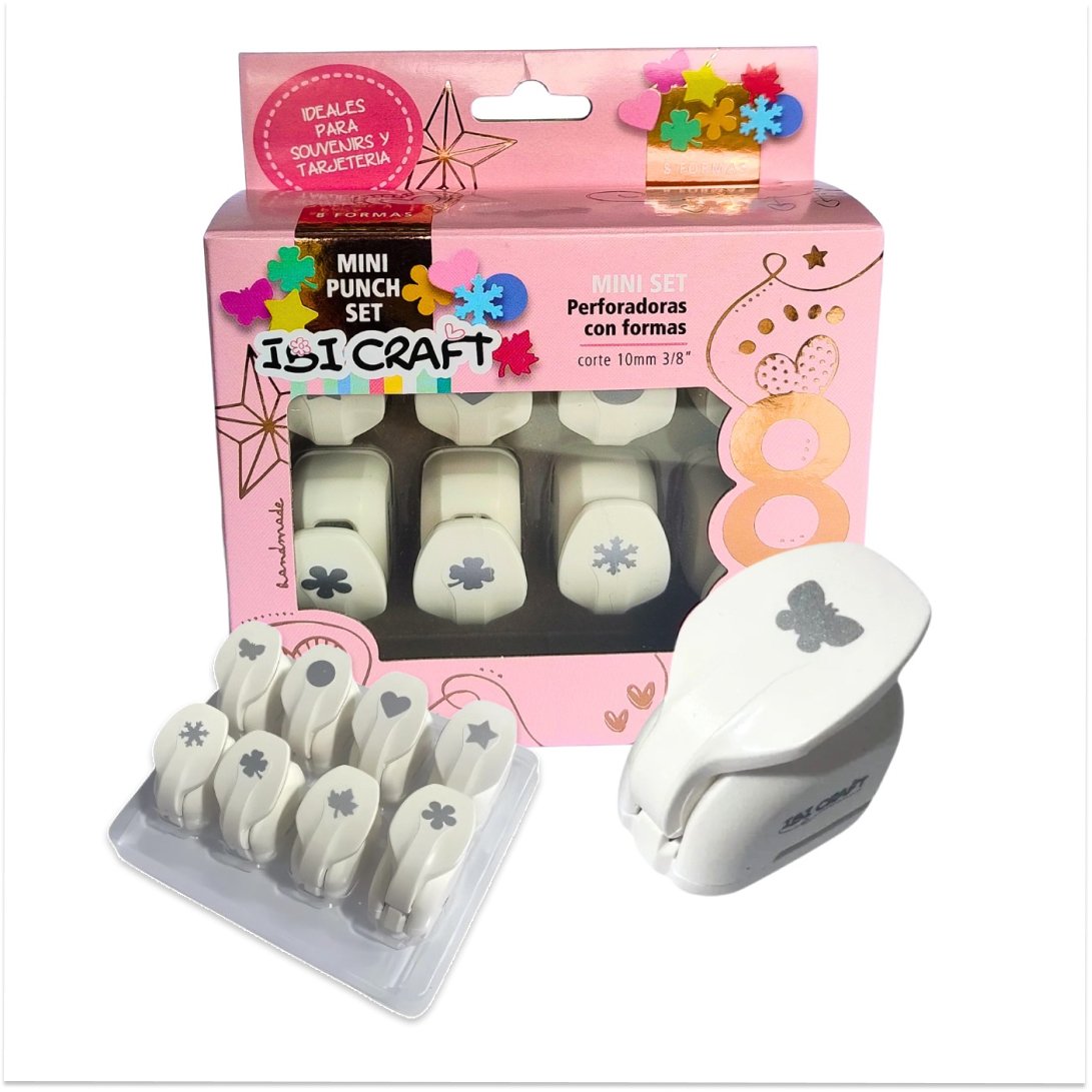 PERFORADORA ARTISTICA PEQUEÑA IBI 10MM 3/8 » SET 8 DISEÑOS BLISTER CERRADO