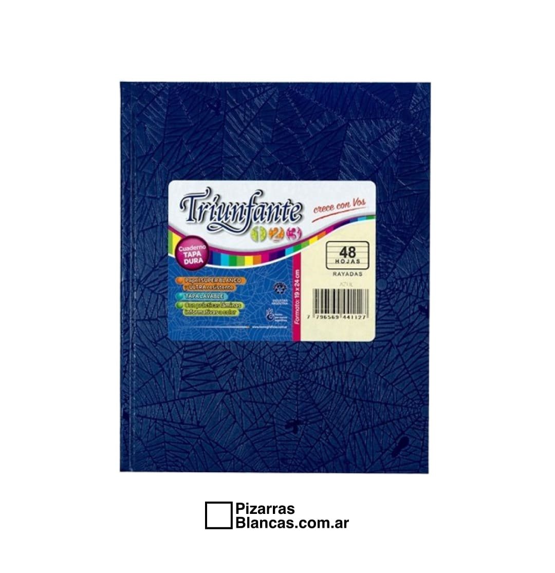 CUADERNO TRIUNFANTE 123 N°3 19X24 48H TAPA DURA RAYA - AZUL (1)