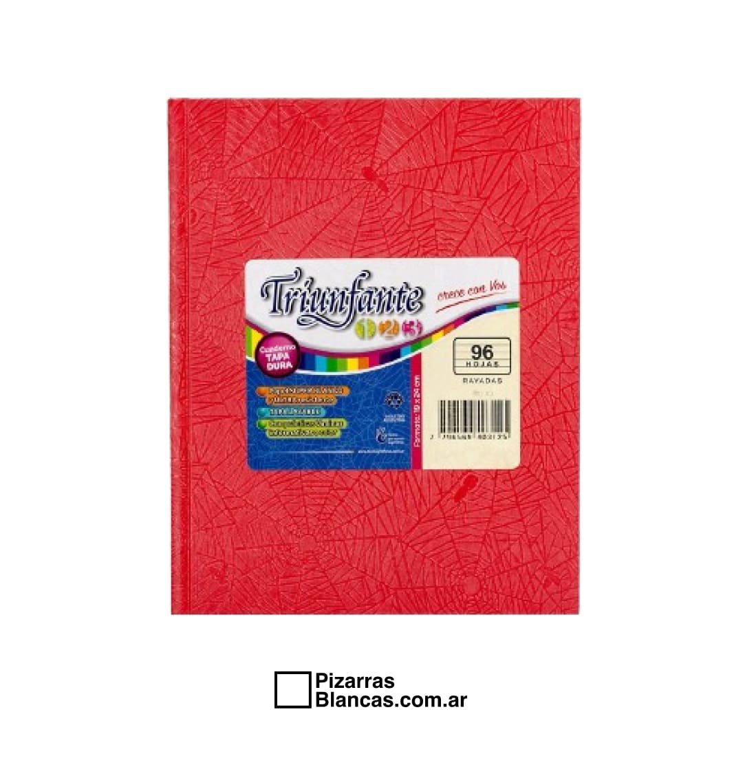 CUADERNO TRIUNFANTE 123 N°3 19X24 48H TAPA DURA RAYA - ROJO (2) (1)
