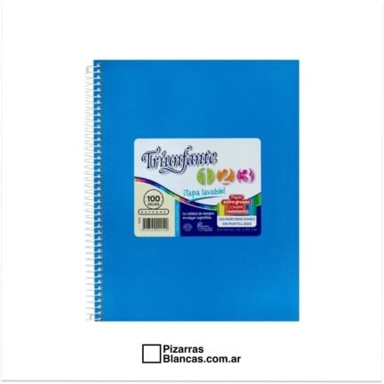 CUADERNO TRIUNFANTE VINILICO 21X27 (A4-OFICIO) (N° 7) 100H RAYA TAPA DURA CELESTE ESPIRAL