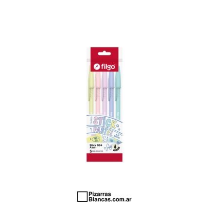 Boligrafo Stick 024 - Flow Pack x5 - Surtido Pastel - Trazo Azul