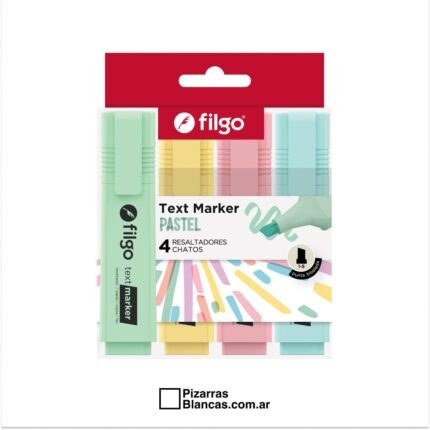 Resaltador FILGO Text Marker Pastel – Blister surtido x4 unidades