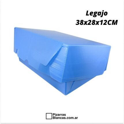 CAJA ARCHIVO PLASTICA PAGODA LEGAJO 12 AZUL TAPA VOLCADA (38X28X12)