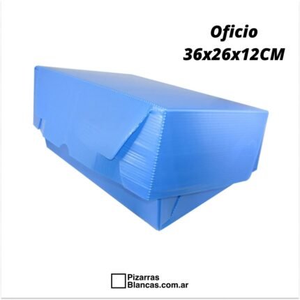 CAJA ARCHIVO PLASTICA PAGODA OFICIO 12 AZUL TAPA VOLCADA (36X26X12)