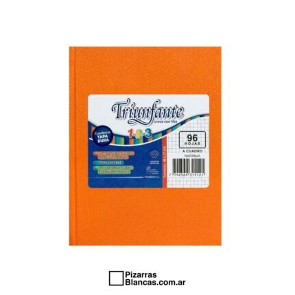 CUADERNO TRIUNFANTE 123 N°3 19X24 96H TAPA DURA CUADRO - NARANJA