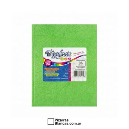 CUADERNO TRIUNFANTE 123 N°3 19X24 96H TAPA DURA CUADRO - VERDE MANZANA