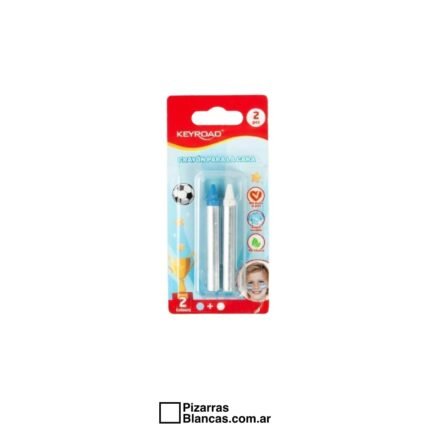 PINTURA PARA CARA CRAYONES KEYROAD CELESTE Y BLANCO EN BLISTER