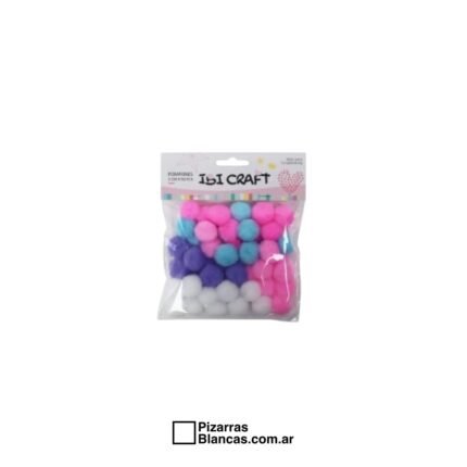 POMPON 20MM X50PC COLORES PASTELES SURTIDOS