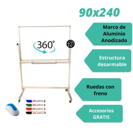 PIZARRA CON PEDESTAL DOBLE FAZ MAGNETICA 90X240 OLAMI