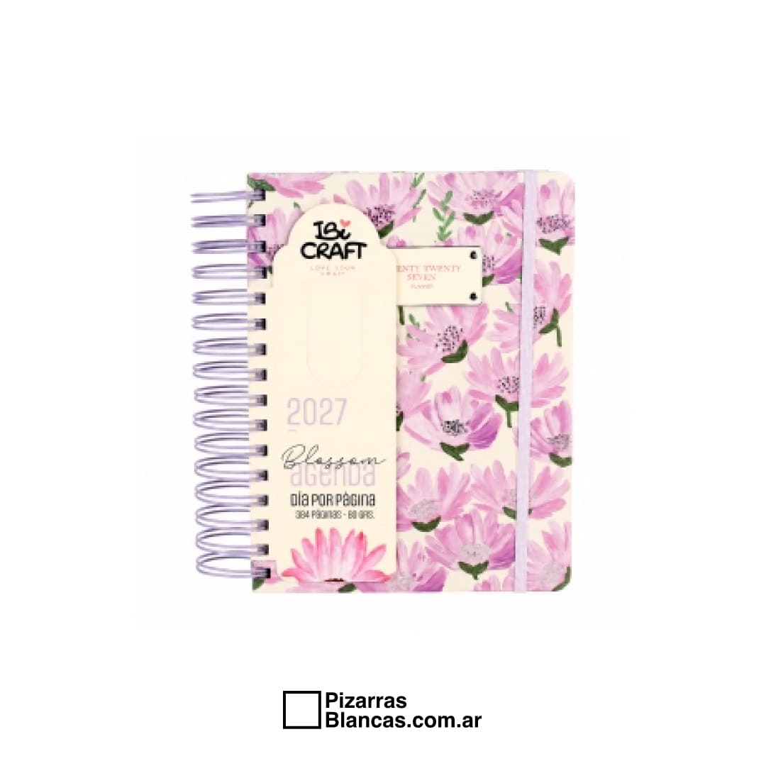 AGENDA DIARIA 384HJS + REGLA + STICKERS BLOSSOM